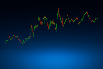 Stock chart on blue background and under space.