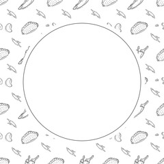 hand drawn food and beverage frame background