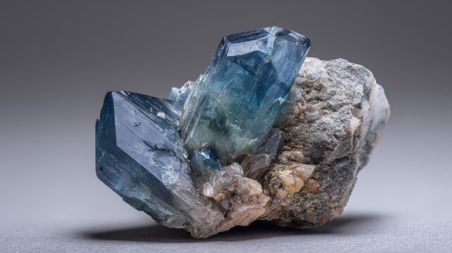 Blue crystal cluster on matrix