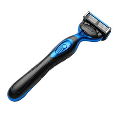 Obraz premium A sleek, multi blade razor featuring a blue and black ergonomic handle, designed for a smooth and comfortable shave. Ideal for daily personal grooming.