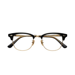 Classic clubmaster eyeglasses with black upper frames and gold metal lower rims, ideal for vision correction and a fashionable look.