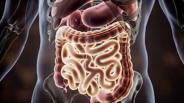 Detailed 3D Animation of the Human Digestive System Featuring Small Intestine Large Intestine Liver Stomach and Other Internal Organs for Medical Education and Healthcare Presentations