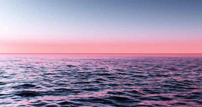 Wave sea beach and sunset sky abstract background. Nature and summer concept. 3d render.	