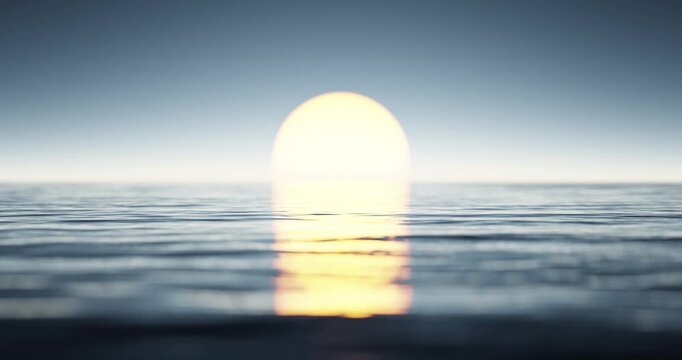 Wave sea beach and sunset sky abstract background. Nature and summer concept. 3d render.	