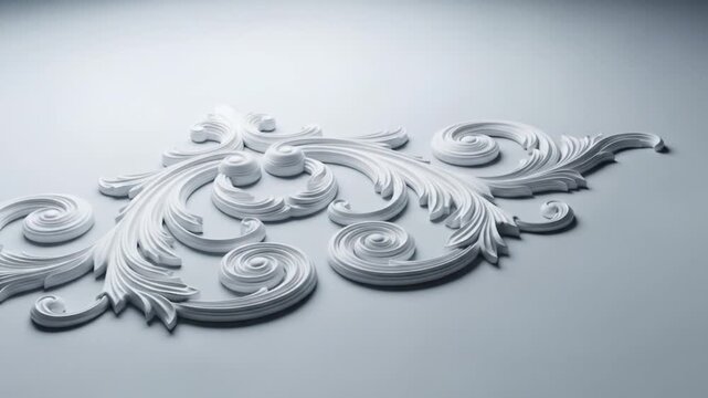 Elegant White Ornate Design, 3D Rendered Decorative Molding