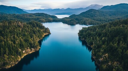 Obraz premium Aerial View of a Forest Lake