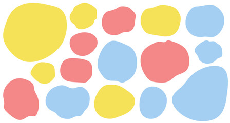 カラフルなふわふわした雲形のフレームイラストセット