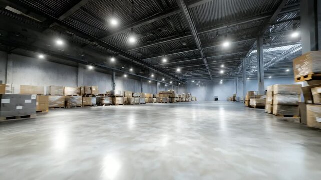 Organized warehouse with efficient lighting for smooth logistics ope ns