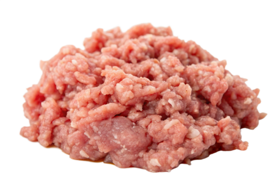 ground pork on white

