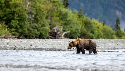 Fototapeta premium Alaskan Bear in River