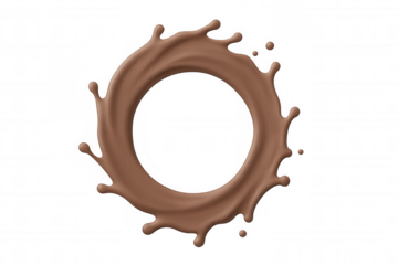 Chocolate splash making a perfect circle on a transparent background, ideal for food and beverage advertising