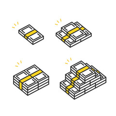 お金。お札。札束。レイアウト。アイコン。Money. Bills. Banknotes. Layout. Icon.