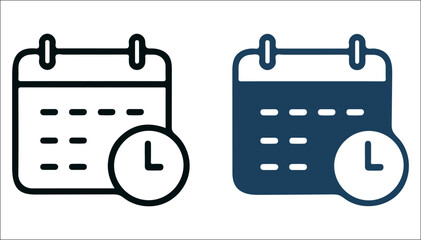 Calendar Icons with Clock Overlay – Voice-Enabled Scheduling & Time Management Symbols for Smart Productivity Apps