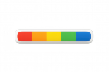 Horizontal rainbow gradient progress bar glowing against transparent backdrop, highlighting interface design with vibrant color transition