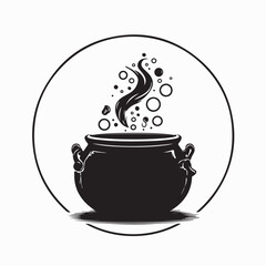 Witch Cauldron with Magic Potion image vector isolated on white background
