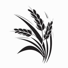 Wheat Plant Logo Vector Illustration Isolated on Clean White Background for Branding