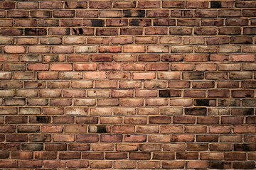 Brick wall background, bricks texture design. Textured background of brick wall. Clinker brick. Wall from brick background. Grunge, wall pattern. Bricks texture.