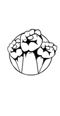 Obraz premium Bold and powerful illustration of three clenched fists symbolizing unity, strength, and resistance. Perfect for activism, protest movements, and motivational designs