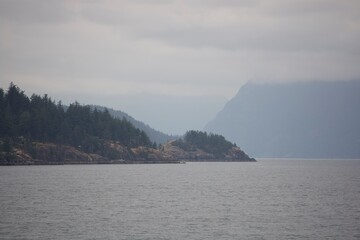 Bowen Island coast with mountains in background