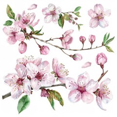 Naklejka premium watercolor illustration of Blossom on white background Created with Generative AI technology