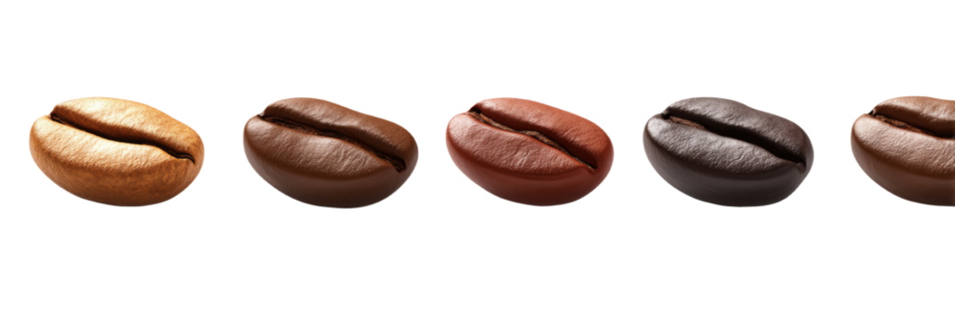 Elegant arrangement of freshly roasted coffee beans showcasing a spectrum of roasting levels