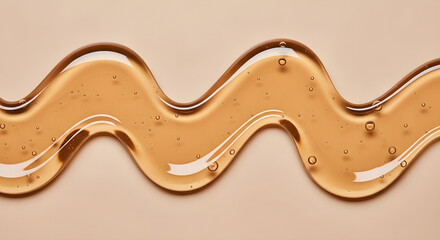 Obraz premium Discover luxurious amber serum with tiny air bubbles, perfect for cosmetic product promotion and beauty content.