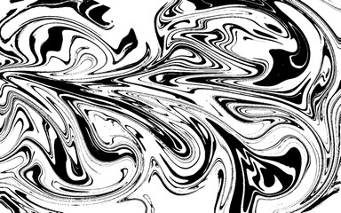 Black and white liquid texture. Watercolor hand drawn marbling illustration. Abstract vector background. Monochrome marble pattern.