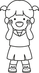 Line drawing, a whispering girl for coloring