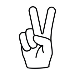 peace hand line icon