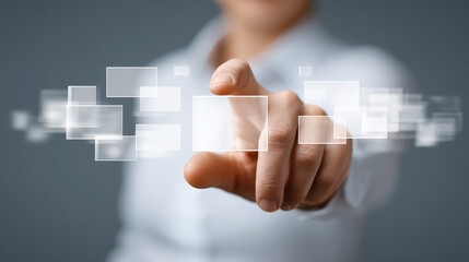 Human finger activating digital interface, exploring the tactile connection between people and technology.