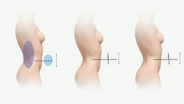 Three side-view skeletons with psoas and spinal curves highlighted to compare anterior, neutral, and posterior pelvic tilt. Designed for posture education and exercise prescription.
