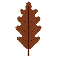 Brown autumn leaf illustration with wavy edges, symbol of dried foliage, perfect for autumn design or seasonal projects.