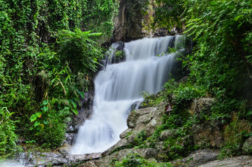 Obraz premium Huay Kaew Waterfall in the rainy season at Doi Suthep-Pui National Park,Chiang mai, Northern Thailand.