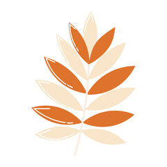 Illustration of stacked orange and cream gradient leaves, botanical decoration element for natural, seasonal, and floral themes.
