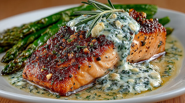 Gourmet Baked Salmon with Creamy Boursin Cheese, mouthwatering kitchen delight.