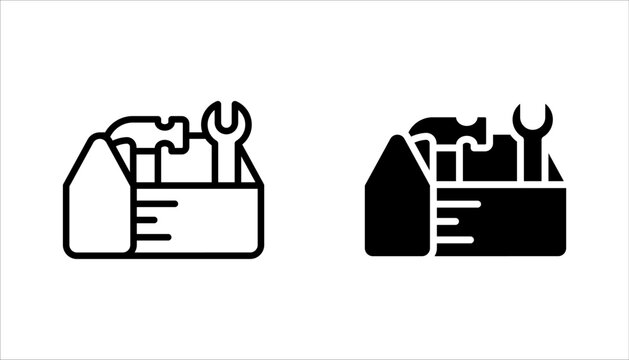 Toolbox icon set. carpenter toolkit icon. hardware tool box sign vector illustration on white background