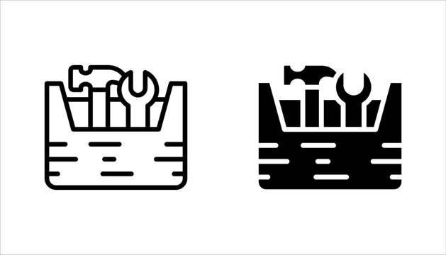 Toolbox icon set. carpenter toolkit icon. hardware tool box sign vector illustration on white background