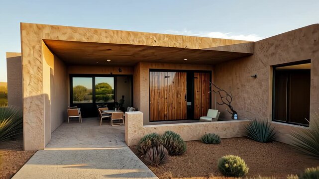Contemporary Desert Home with Modern Architecture and Sustainable Design Features in Arid Landscape