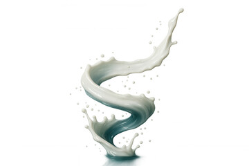 White liquid spiraling dynamically, forming elegant swirling pattern with translucent movement against clean transparent backdrop