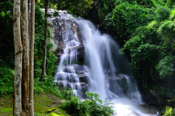 Mon Tha Than Waterfall or Montha Than Waterfall in the rainy season at Doi Suthep-Pui National Park,Chiang mai, Northern Thailand.