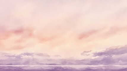 Tranquil ocean horizon in watercolor style