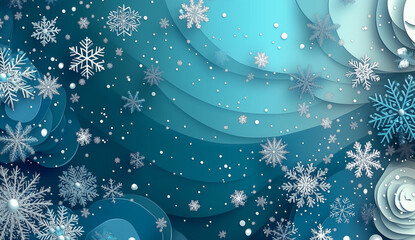 Winter Snowflakes Background with Blue Gradient