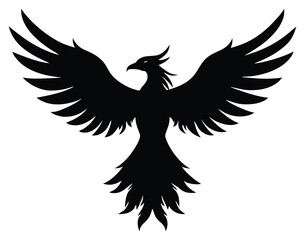 Obraz premium Phoenix rising silhouette with outstretched wings soaring for rebirth and freedom