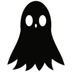 Halloween Ghost Silhouette with Round Eyes Illustration Spooky Scary Floating Spirit Decoration Graphic PNG