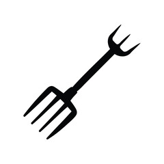 A Simple Black Silhouette Illustration of Two Pitchforks on a White Background, hay fork silhouette vector illustration