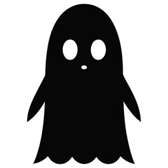 Halloween Ghost Silhouette with Round Eyes Illustration Spooky Scary Floating Spirit Decoration Graphic PNG