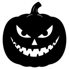 Halloween Jack O Lantern Pumpkin Silhouette Illustration Spooky Scary Face Holiday Decoration Graphic PNG