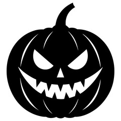 Halloween Jack O Lantern Pumpkin Silhouette Illustration Spooky Scary Face Holiday Decoration Graphic PNG