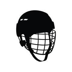 Isolated black silhouette of a hockey helmet, protective gear vector design, hockey helmet silhouette vector illustration