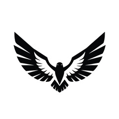 Fototapeta premium Eagle wings silhouette in a flat 2D vector illustration, featuring a minimalist and elegant depiction of outstretched wings, isolated on a clean white background.